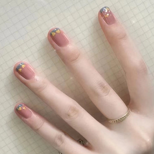 Enchanted Garden Short Round Pink Press On Nail Set with Floral Accents