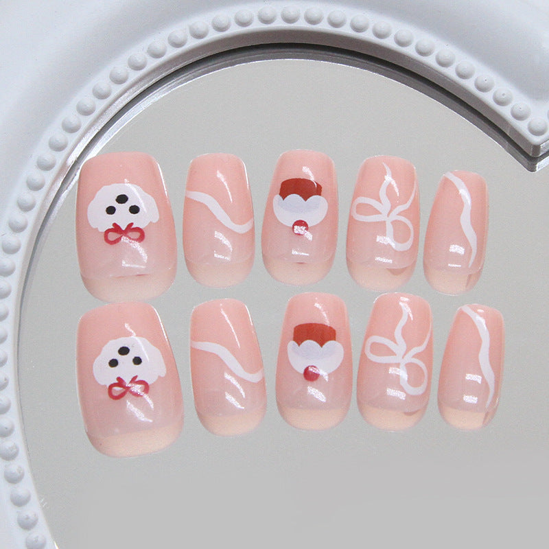 Whimsical Wonderland Medium Square Pink Nails with Adorable Bow and Design Accents