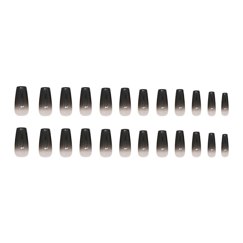 Mystical Ombre Elegance Long Coffin Shaped Gradient Gray Press On Nail Set with Glossy Finish