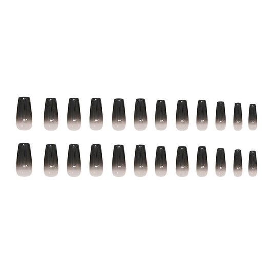 Mystical Ombre Elegance Long Coffin Shaped Gradient Gray Press On Nail Set with Glossy Finish