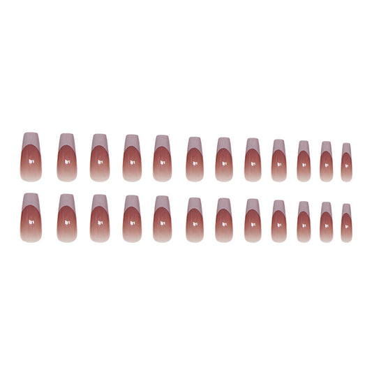 Elegant Blossom Press-On Nail Set in Long Coffin Soft Pink with Gradient Design and Glossy Finish
