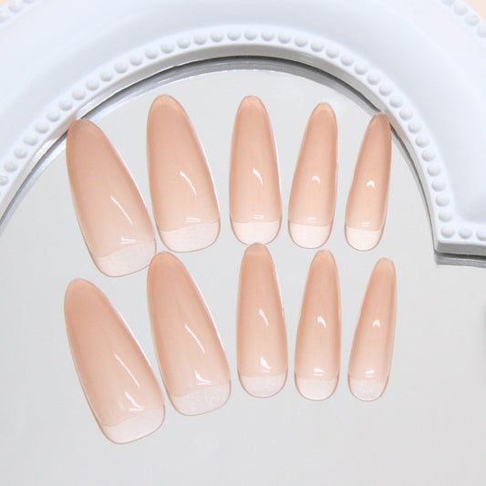 Whimsical Elegance Long Almond Blush Press On Nails with Stunning Glossy Finish