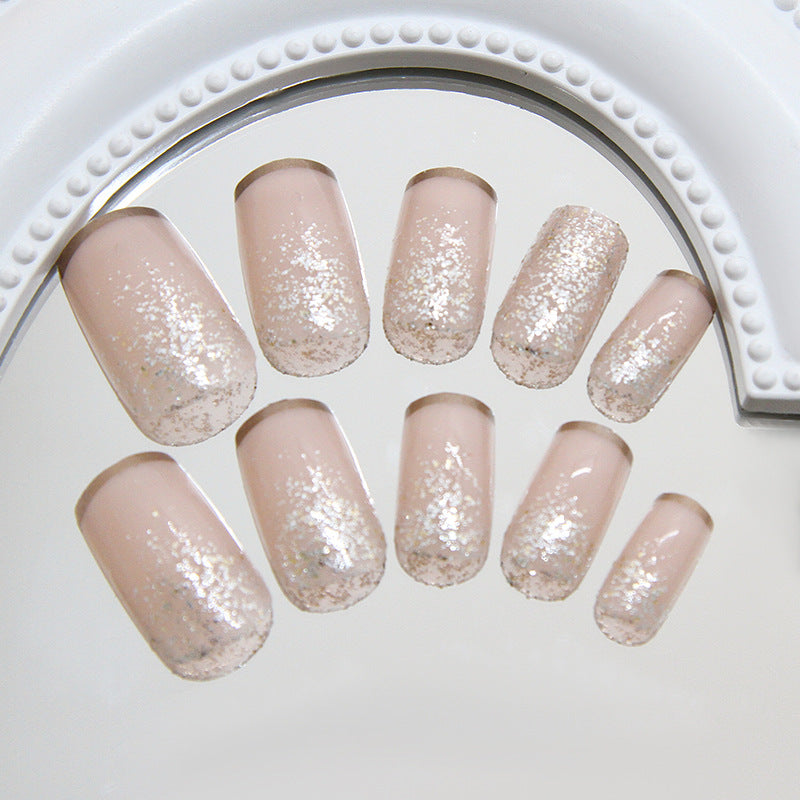 Glamorous Romance Short Square Pink Glitter Press On Nail Set with Sparkling Finish