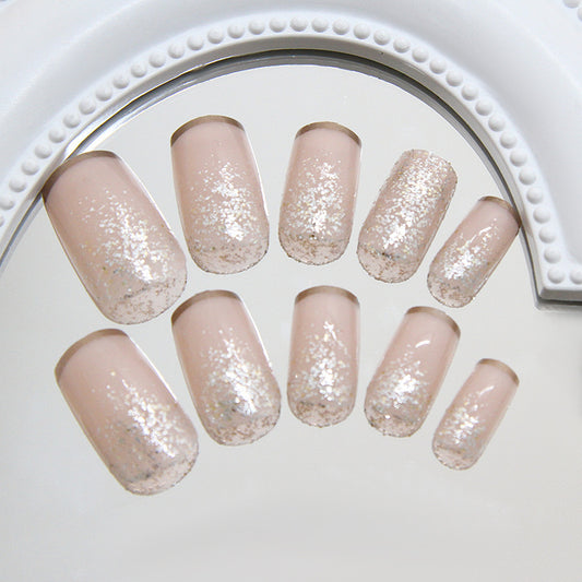 Glamorous Romance Short Square Pink Glitter Press On Nail Set with Sparkling Finish