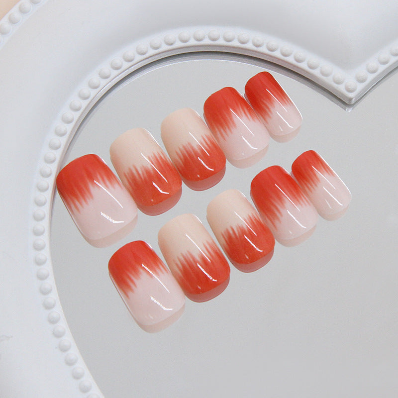 Blazing Sunset Elegant Medium Square Red Ombre Press on Nail Set