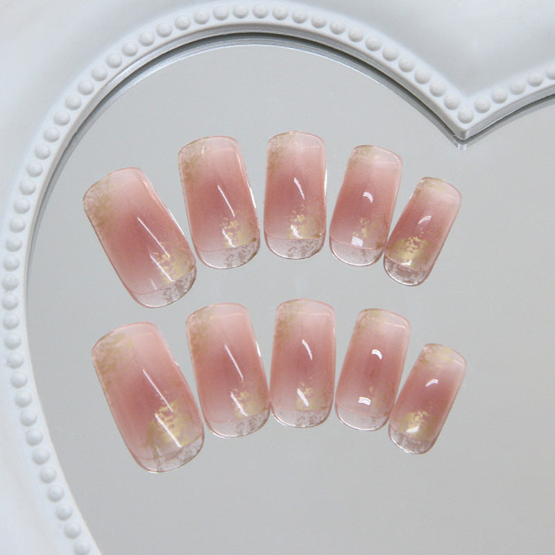 Glamorous Elegance Long Square Pink Ombre Press On Nail Set with Glitter Accent