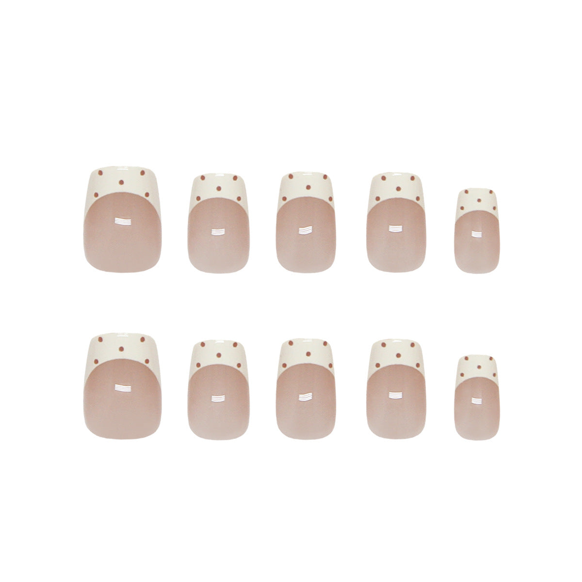 Chic Elegance Short Square Beige Polish with Dots Press On Nail Set