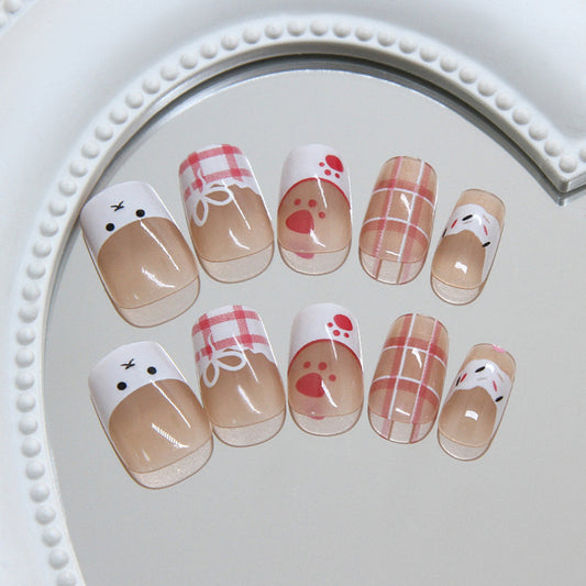 Cute Winter Wonderland Short Square Clear with Festive Holiday Patterns Press On Nail Set