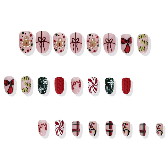 Set of Christmas-themed nail art designs on a white background