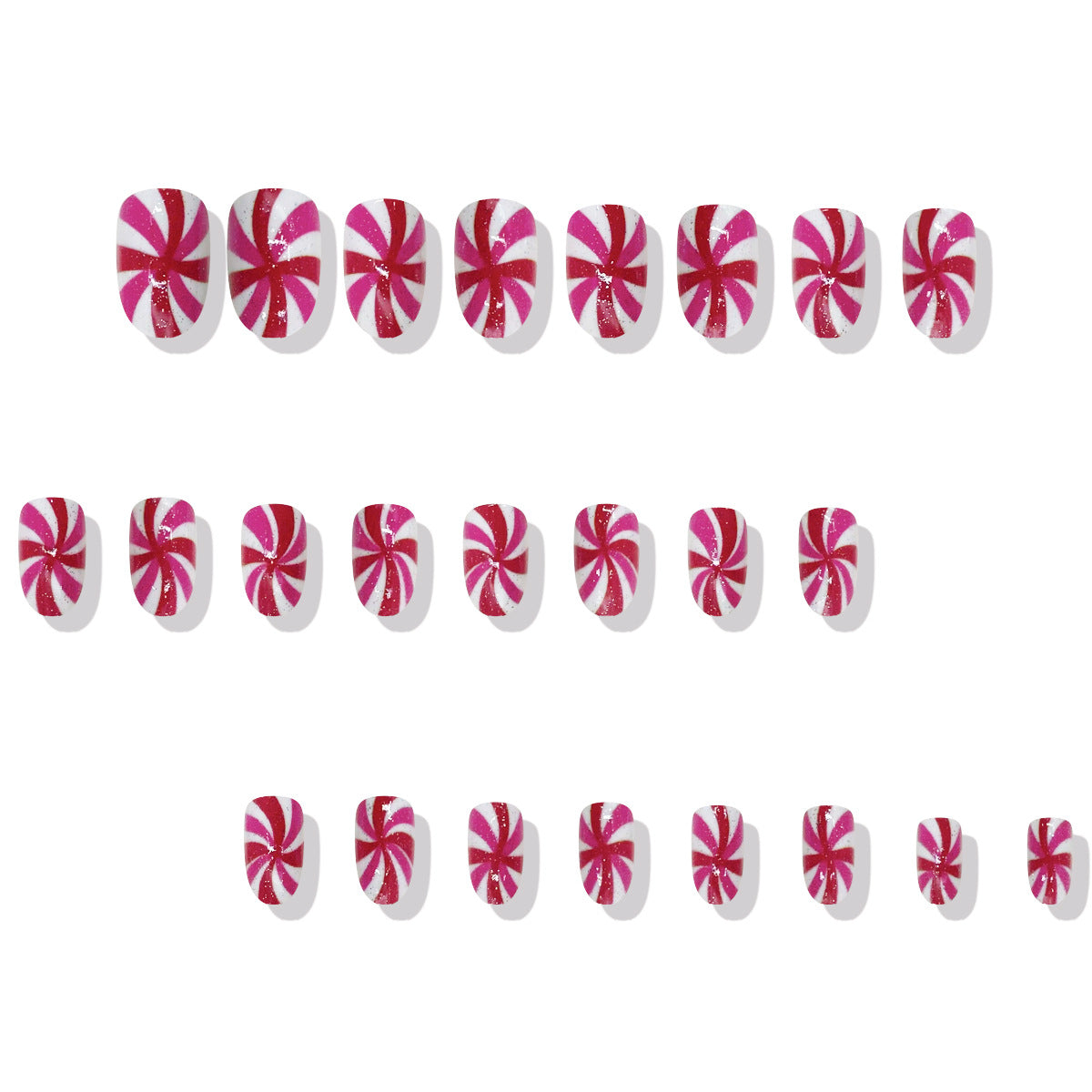 Candy Wonderland Chic Short Oval Pink Swirl Glitter Press On Nail Set