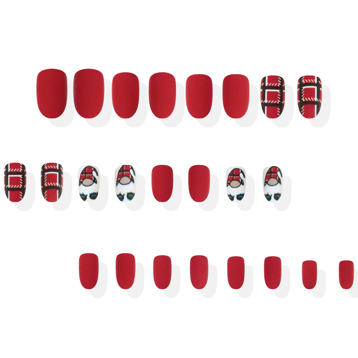 Festive Flair Red Medium Oval Nail Set with Santa and Christmas Pattern Feature