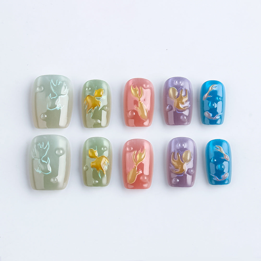 Whimsical Garden Lengthy Short Square Pastel Colors with Delicate Floral Designs Press-On Nail Set