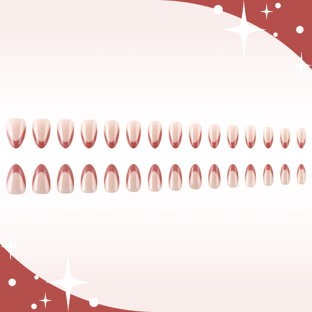Glamorous Elegance Long Almond Shaped Blush Pink Press On Nail Set with Stunning French Tip Design