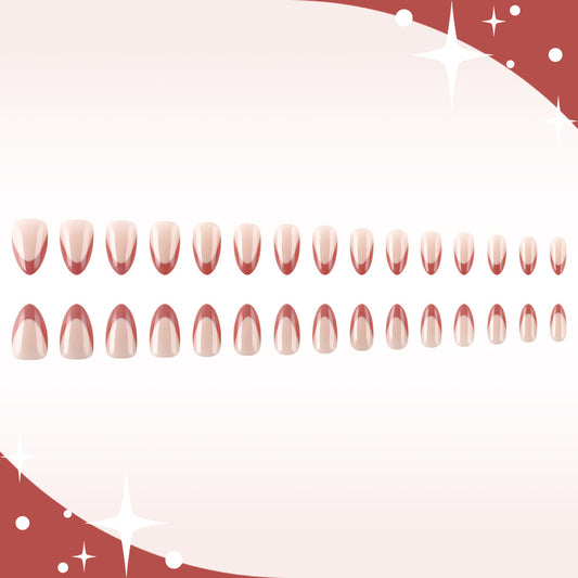 Glamorous Elegance Long Almond Shaped Blush Pink Press On Nail Set with Stunning French Tip Design