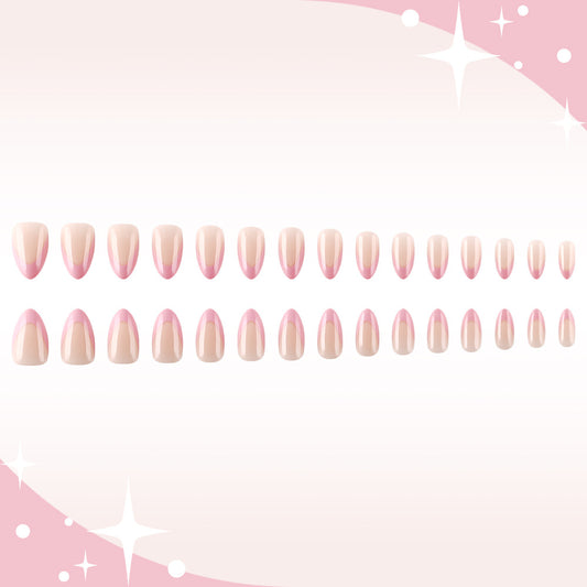 Dreamy Elegance Long Almond Blush Pink Ombre Press On Nail Set with Glossy Finish