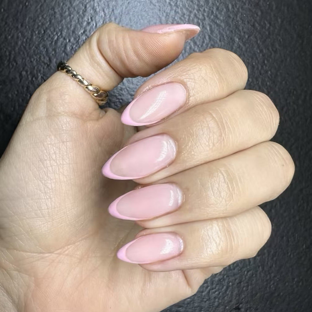Chic Serenity Long Almond Pink Ombre Press On Nail Set for Effortless Glamour