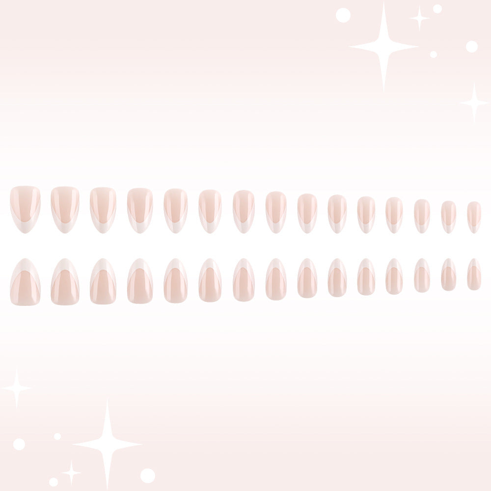 Glamorous Garden Medium Almond Pink Press-On Nail Set with Elegant French Tip Design