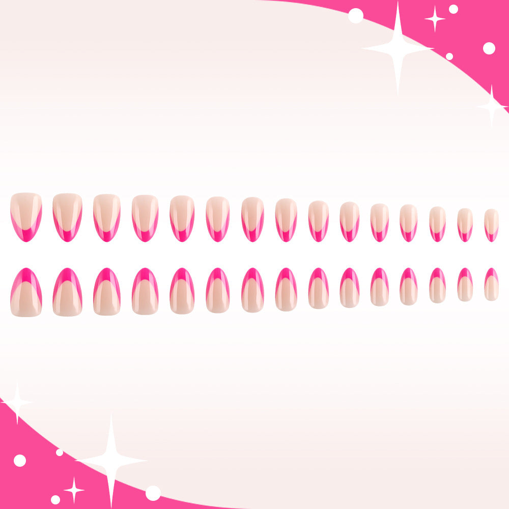 Glamorous Dreamy Medium Almond Pink Ombre Press On Nail Set with Glossy Finish