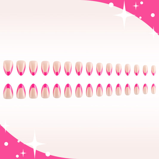 Glamorous Dreamy Medium Almond Pink Ombre Press On Nail Set with Glossy Finish