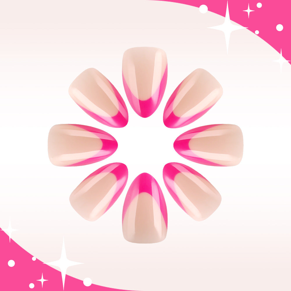 Celestial Charm Medium Almond Blush Pink Gradient Nail Set with Shine Finish