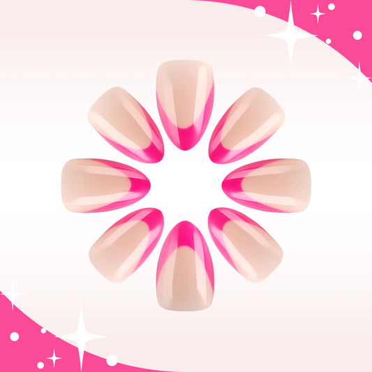 Celestial Charm Medium Almond Blush Pink Gradient Nail Set with Shine Finish