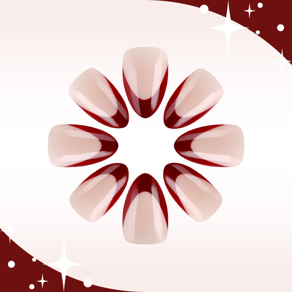 Enchanted Elegance Medium Almond Shaped Blush and Red Ombr√© Press on Nail Set