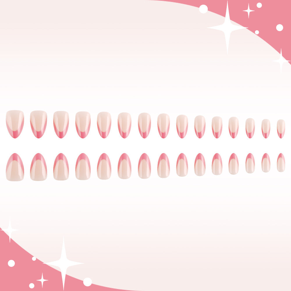 Dreamy Elegance Medium Almond Pink Ombre Press-On Nail Set with Glossy Finish