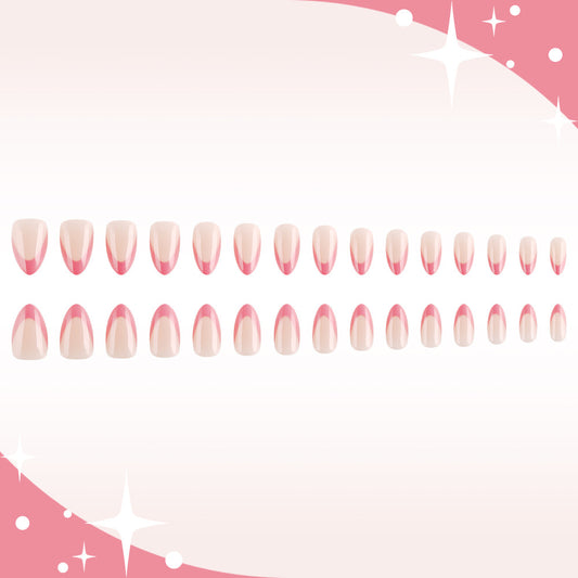 Dreamy Elegance Medium Almond Pink Ombre Press-On Nail Set with Glossy Finish