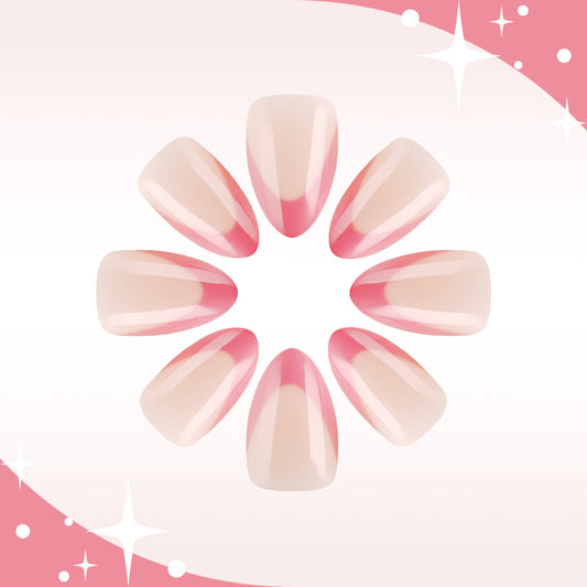 Glamorous Garden Medium Almond Pink Ombre Press On Nail Set with Shimmering Finish