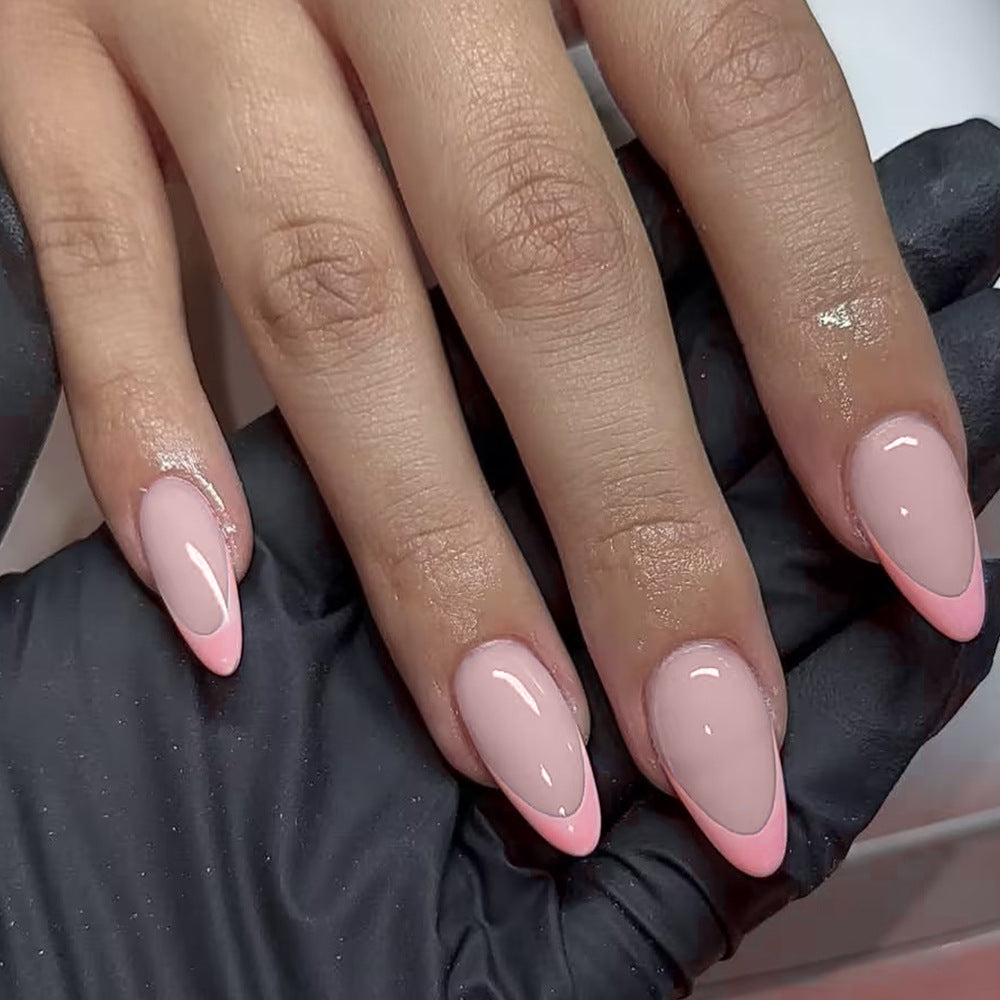 Blush Elegance Medium Almond Pink Ombre Press On Nail Set with Glossy Finish