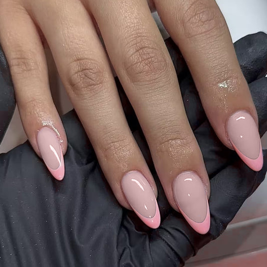 Blush Elegance Medium Almond Pink Ombre Press On Nail Set with Glossy Finish