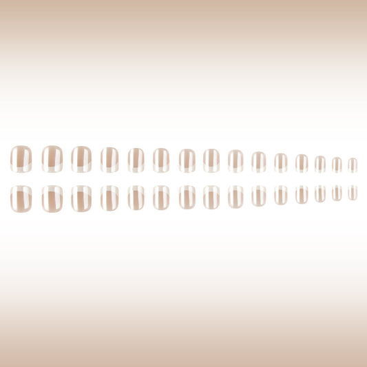 Elegant Serenity Short Square Beige Press-On Nail Set with Glossy Finish