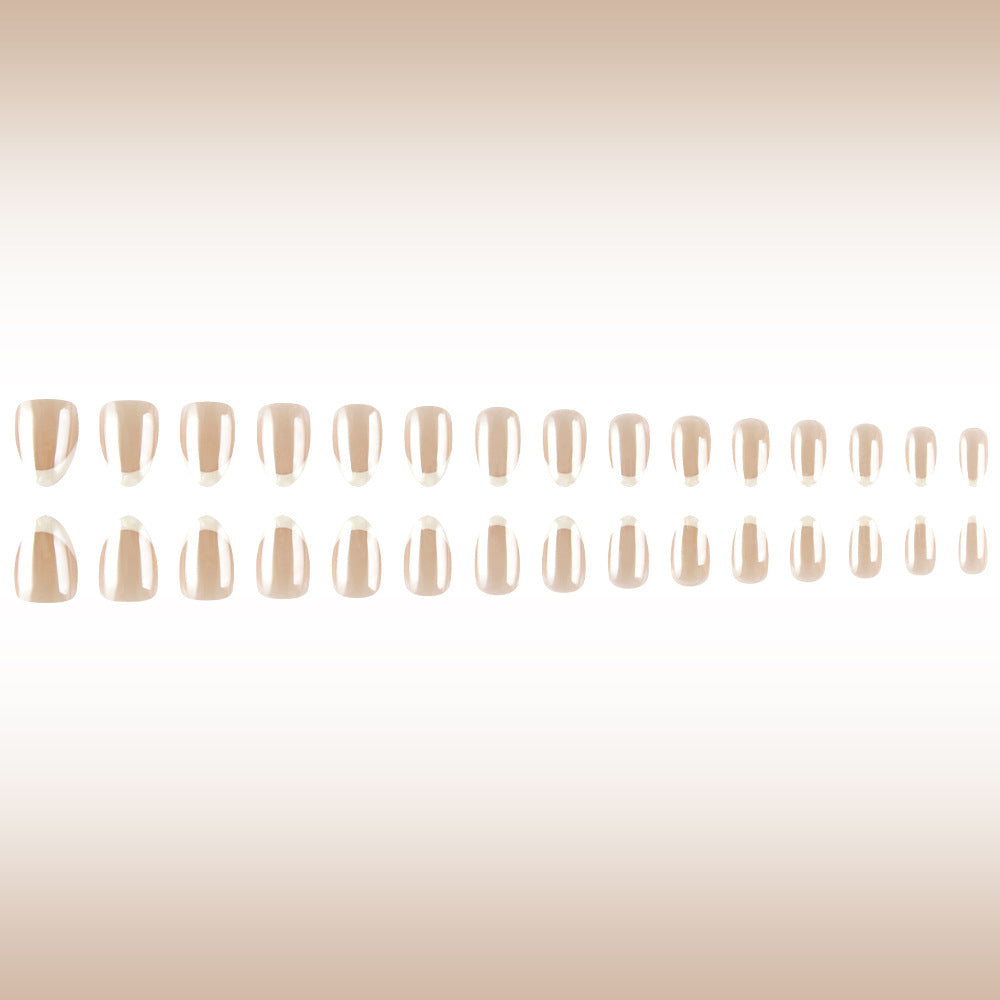 Elegant Garden Inspired Short Round Shaped Blush Pink Nails with Stylish White Tip Design