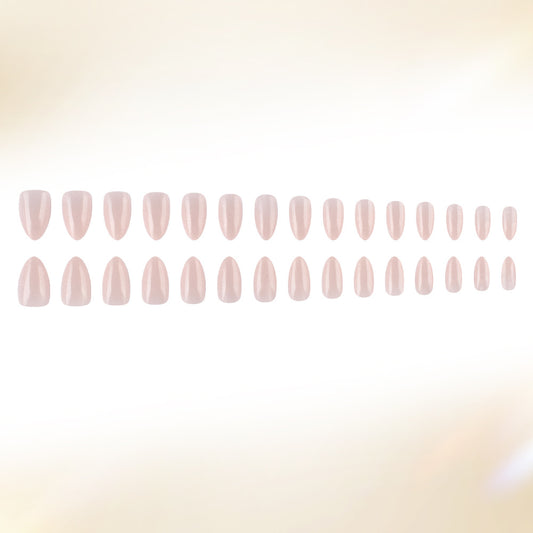 Glamorous Elegance Long Almond Shaped Soft Pink Glossy Press On Nail Set with Elegant Shine