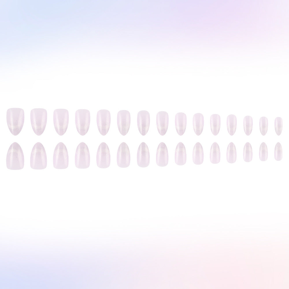 Whimsical Twilight Long Almond Pink Iridescent Press On Nail Set for Elegant Glamour