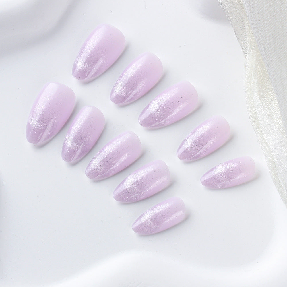 Dreamy Lavender Elegance Long Almond Shaped Glossy Gradient Press On Nail Set
