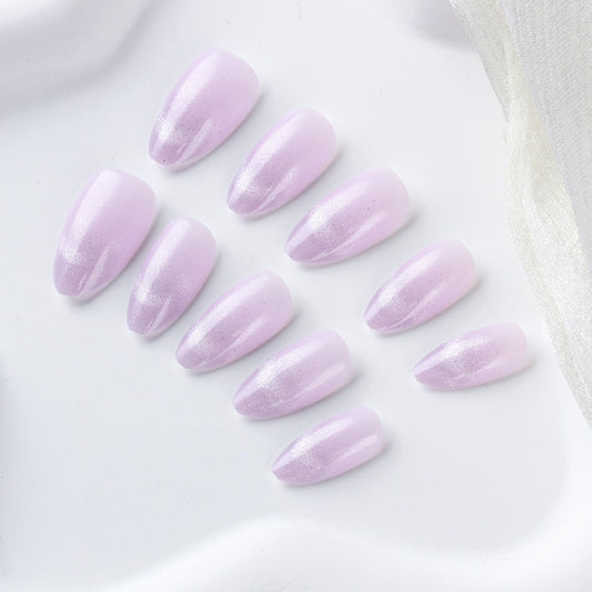 Dreamy Lavender Elegance Long Almond Shaped Glossy Gradient Press On Nail Set