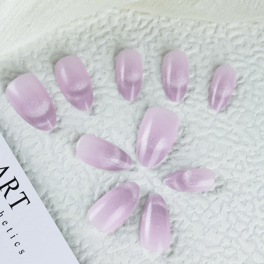 Dreamy Lavender Elegance Long Almond Shaped Eye-Catching Press On Nail Set with Shimmering Finish