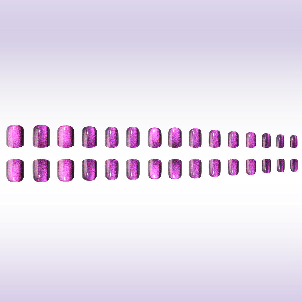 Enchanting Lavender Elegance Medium Square Glossy Purple Nail Set with Iridescent Shine