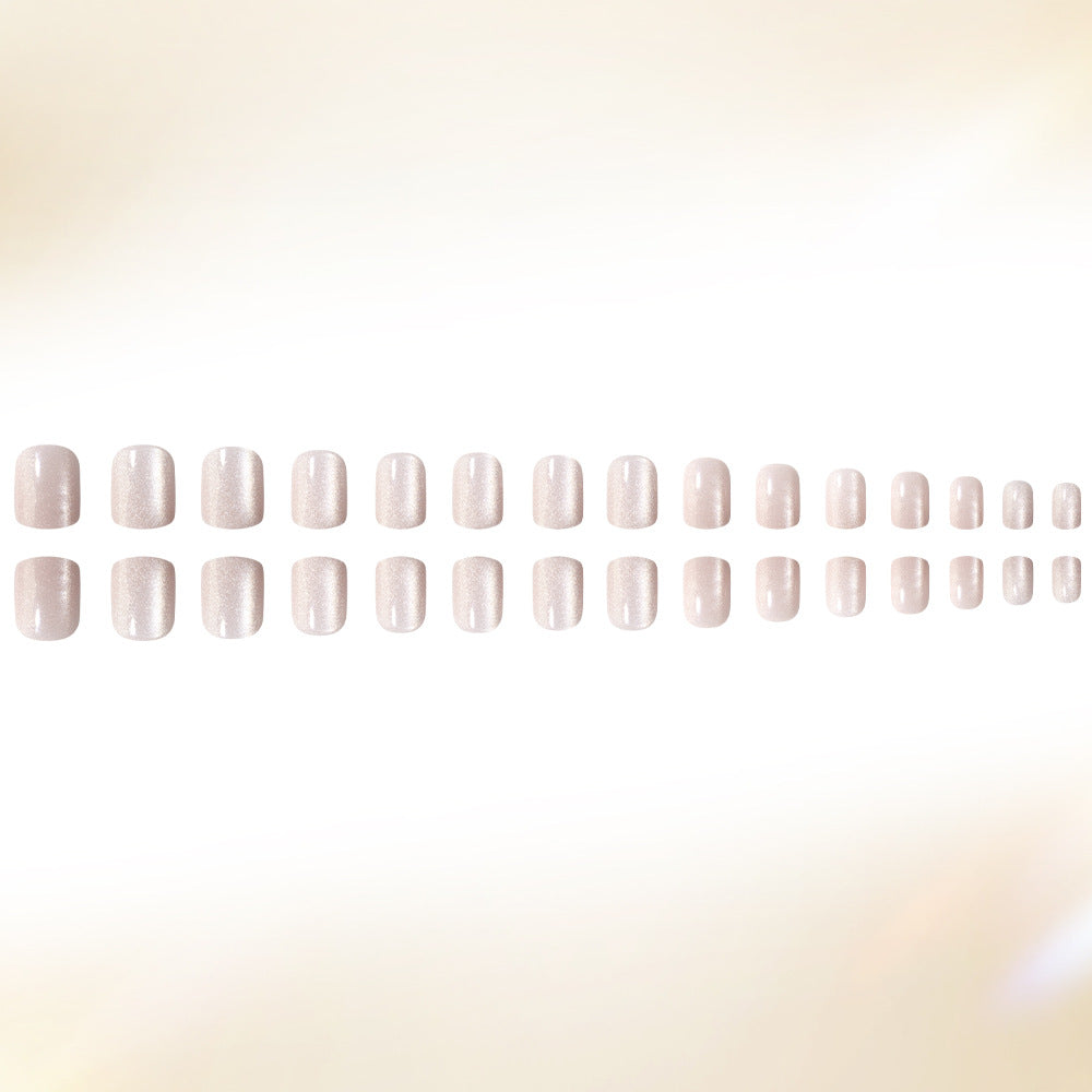 Elegant Whisper Press On Nail Set Short Length Oval Shape Soft Pink Color Glitter Finish