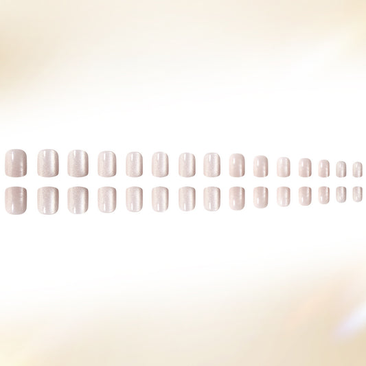 Elegant Whisper Press On Nail Set Short Length Oval Shape Soft Pink Color Glitter Finish