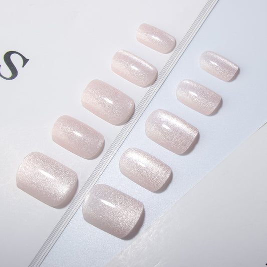 Whimsical Bliss Long Short Square Light Pink Sparkling Press On Nail Set