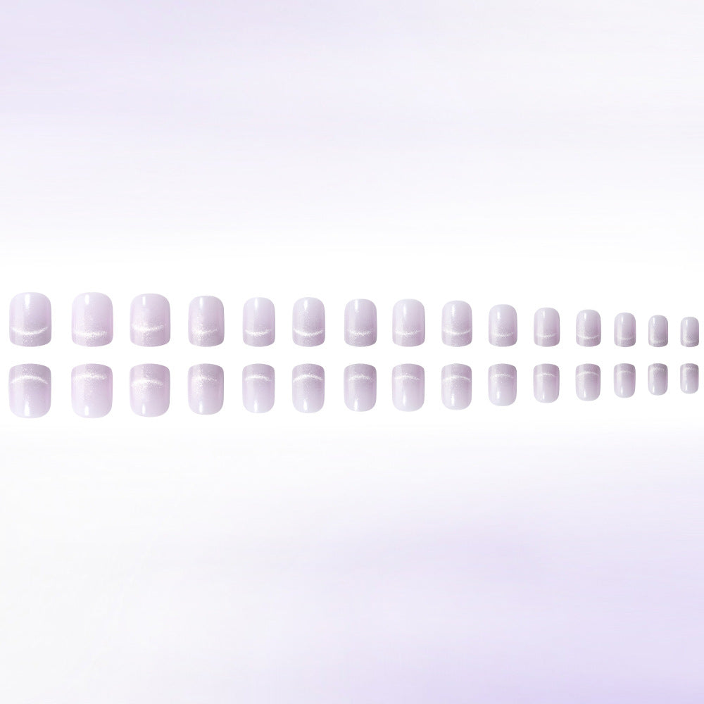 Whimsical Lavender Short Square Press On Nail Set with Subtle Glitter Accent