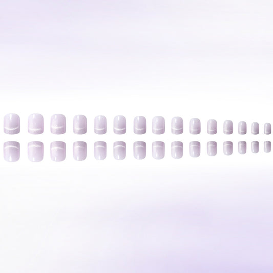 Whimsical Lavender Short Square Press On Nail Set with Subtle Glitter Accent