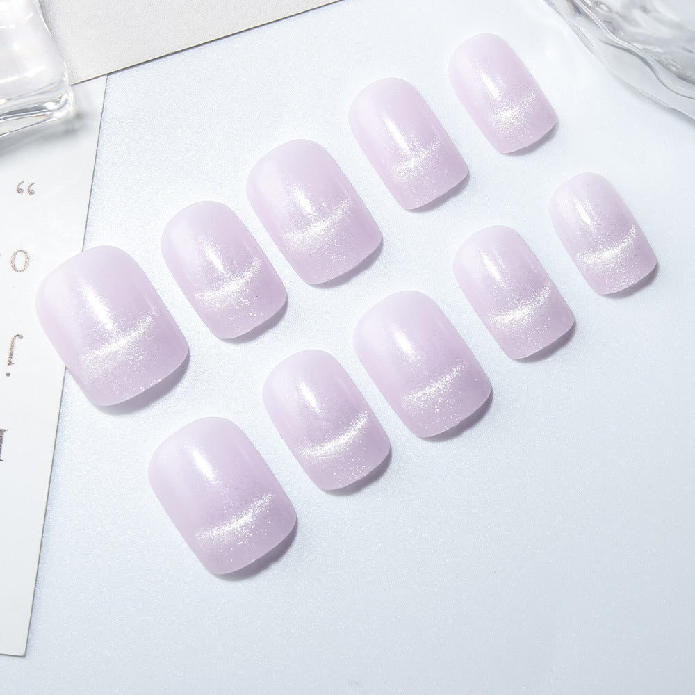 Whimsical Lavender Short Square Press On Nail Set with Glitter Gradient Finish