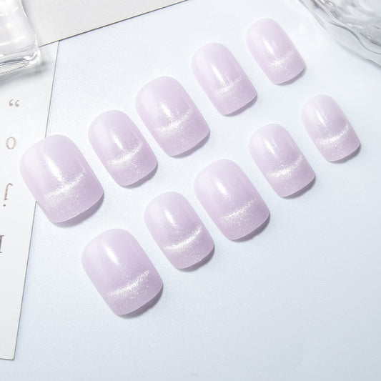 Whimsical Lavender Short Square Press On Nail Set with Glitter Gradient Finish