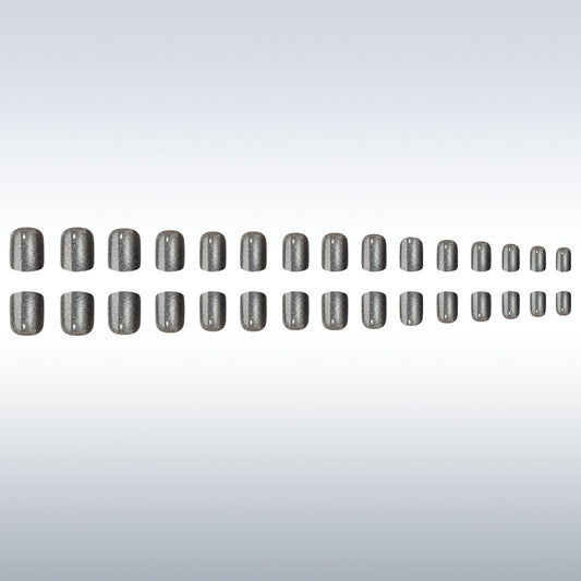 Glamorous Twilight Sparkle Medium Square Shiny Charcoal Press-On Nail Set