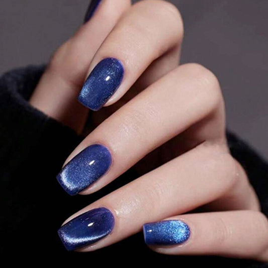Celestial Dreams Medium Square Dark Blue Ombre Glitter Press On Nail Set
