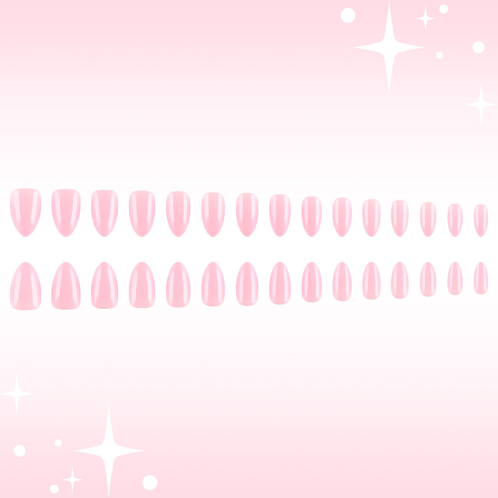 Dreamy Blossom Medium Almond Pink Glossy Press-On Nail Set with Luxurious Shine