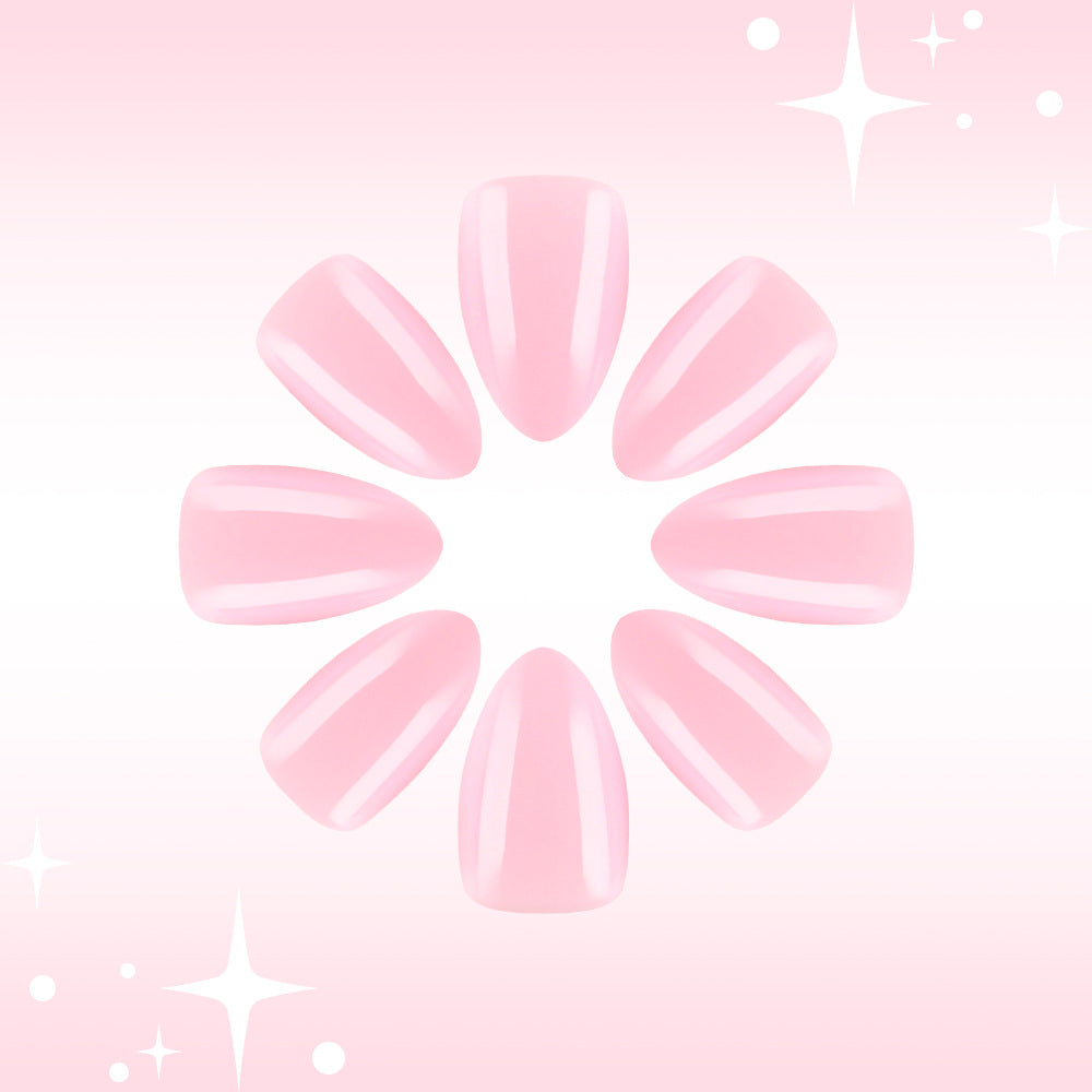 Whimsical Blossom Elegant Medium Almond Shaped Glossy Pink Press On Nail Set with Striking Shine